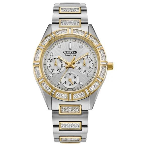 Authentic Citizen Eco Drive Crystal Two Tone Stainless Steel Ladies Watch main image 4